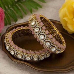 Pink Kundan Stone Bangles