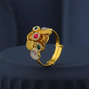 Unique floral-inspired gold-plated adjustable ring