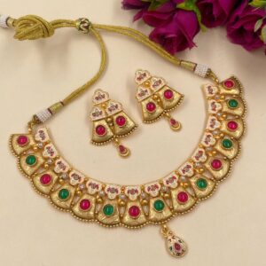 Gold-plated temple necklace set